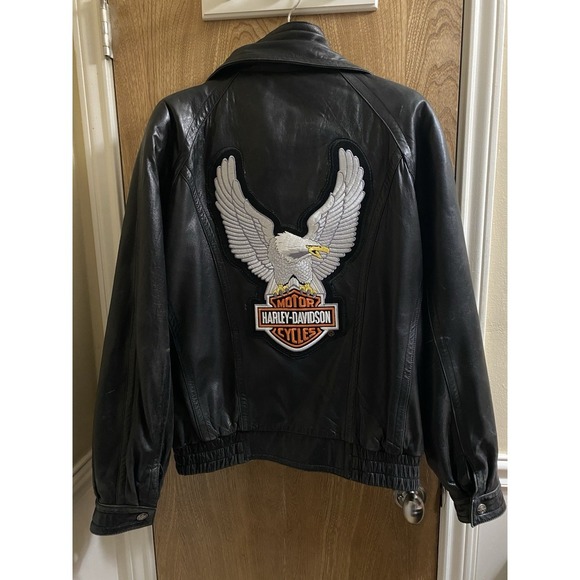 Wilsons Leather Other - Vintage Wilson's Leather Men's Black Motorcycle Jacket Harley Davidson Logo L